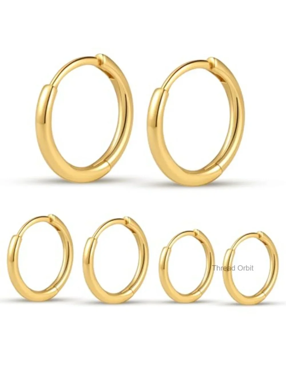 14k Gold Plated Small Hoop Earrings - Hypoallergenic Huggie Earrings Set of 3
